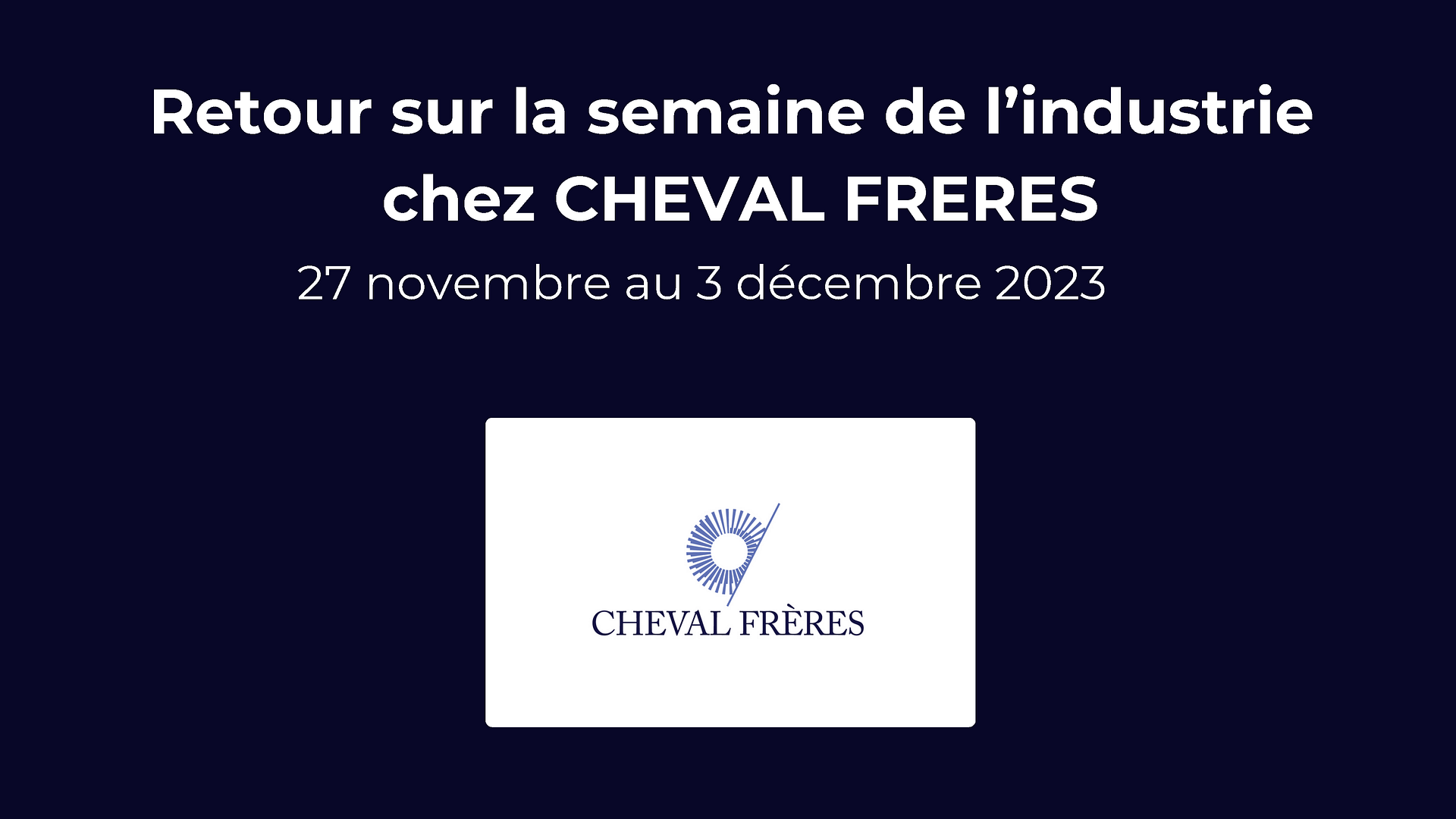 Semaine de l’Industrie 2023